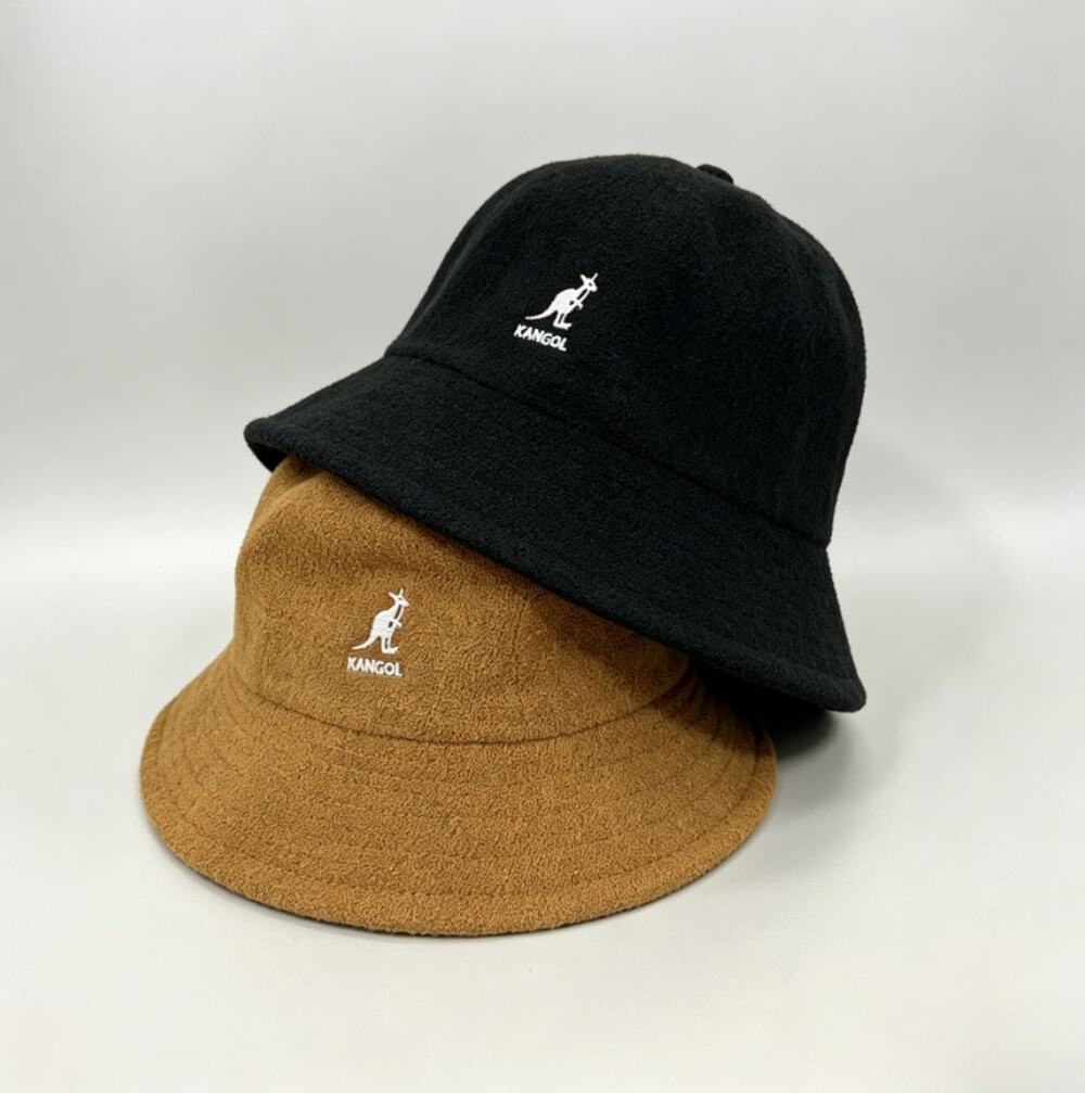 2Pcs Kangol Dome Bucket Hat, Unisex Hyuna Style Cap, Black/ Brown